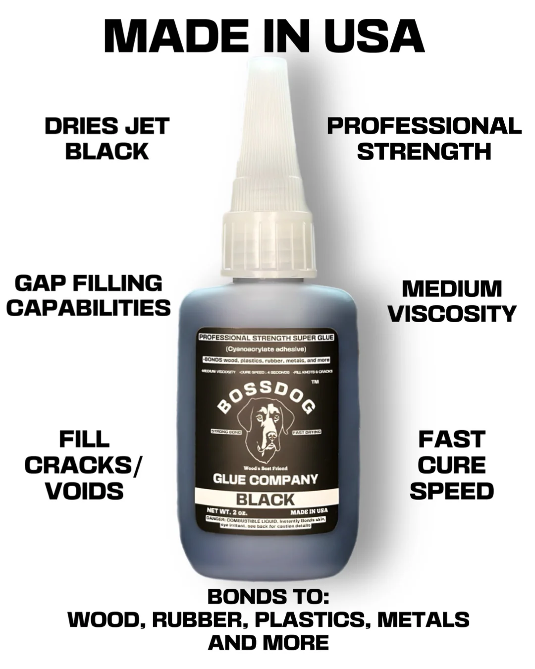 Bossdog Professional Strength Black Medium Super Glue (2oz) - Image 2