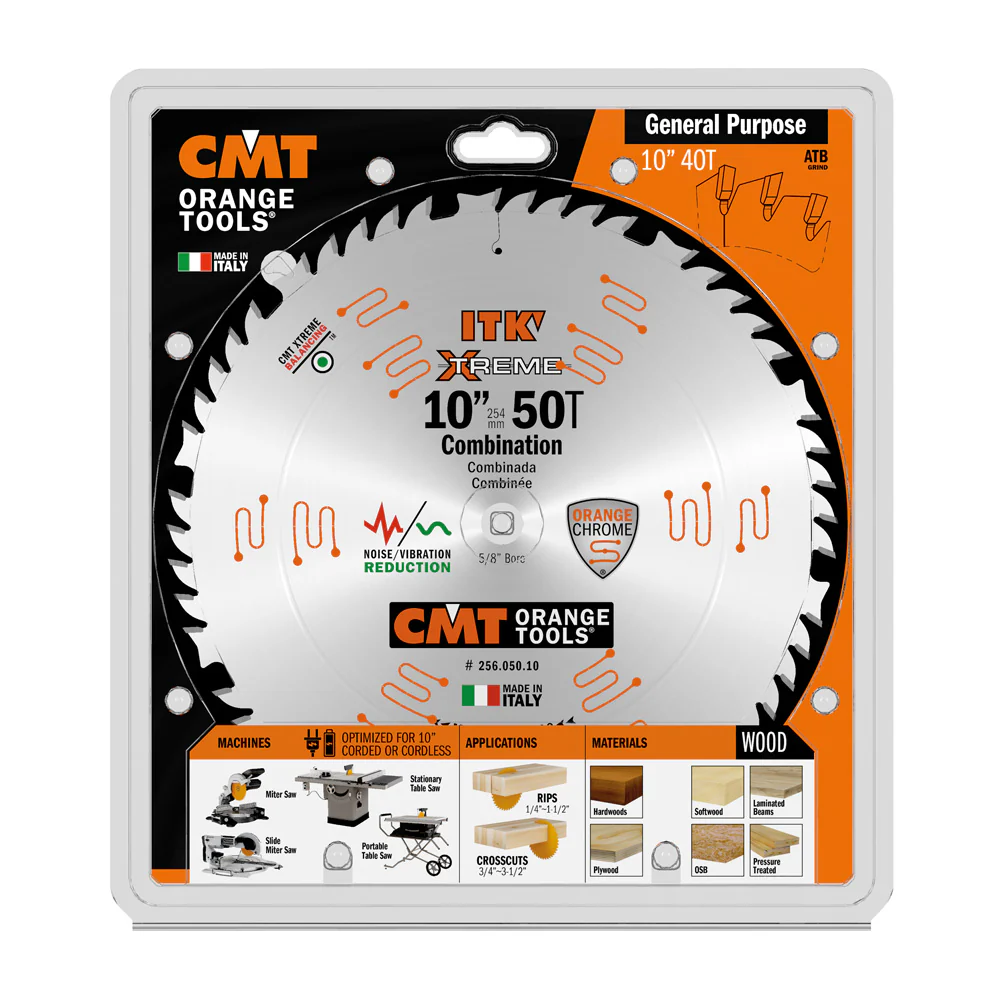 CMT Orange ITK Combination Saw Blade, 10" x T50 1FTG+4ATB with 5/8-Inch Bore (0.098" Thin Kerf) - Image 2