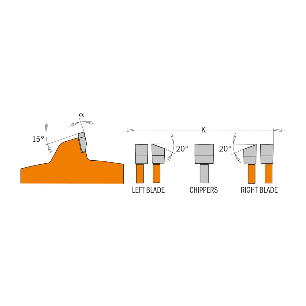 CMT Orange Precision Dado Blade Set 8" x T12 FTG+ATB - Image 4