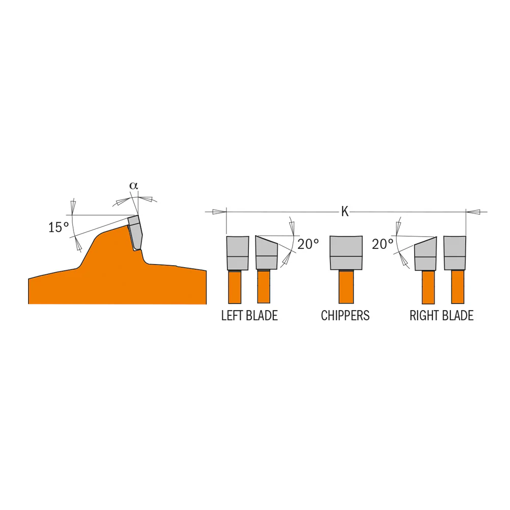 CMT Orange Precision Dado Blade Set 8" x T24 FTG+ATB - Image 5