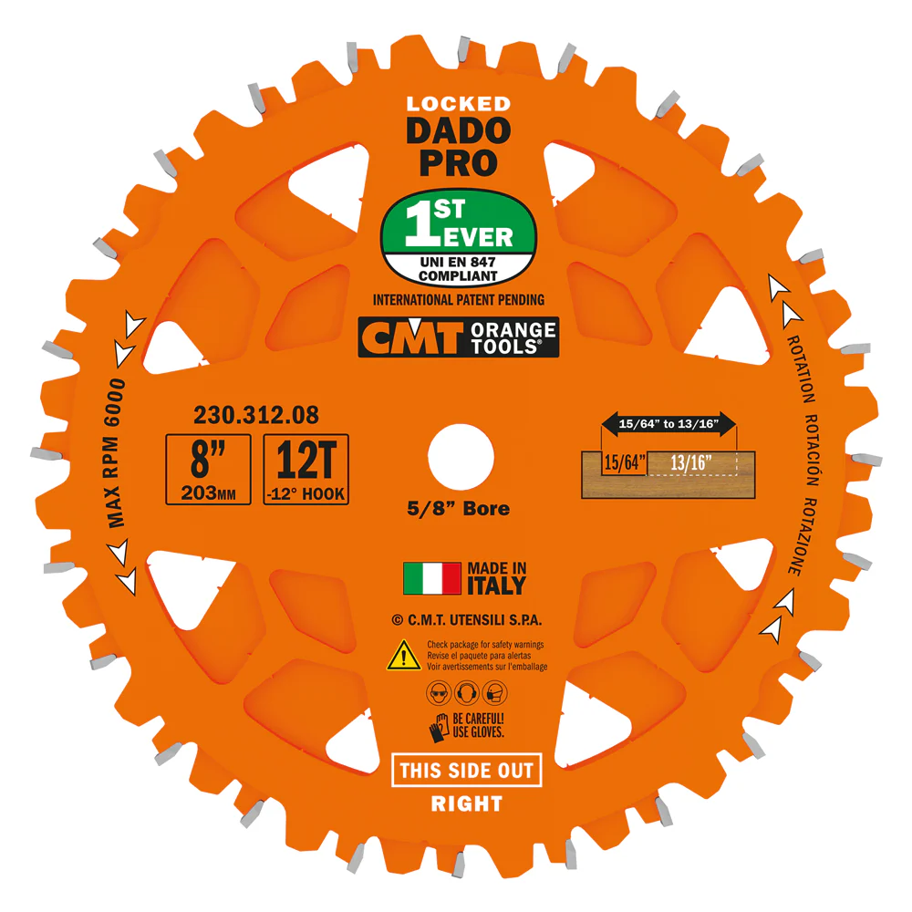 CMT Orange Tools Locking Precision Dado Blade Set 8" X T12 FTG+ATB - Image 3