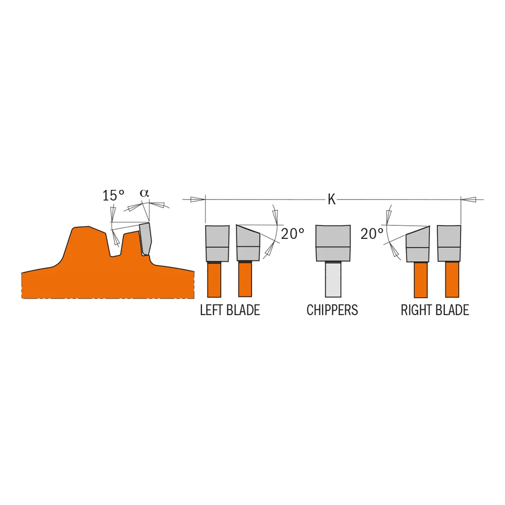 CMT Orange Tools Locking Precision Dado Blade Set 8" X T12 FTG+ATB - Image 6