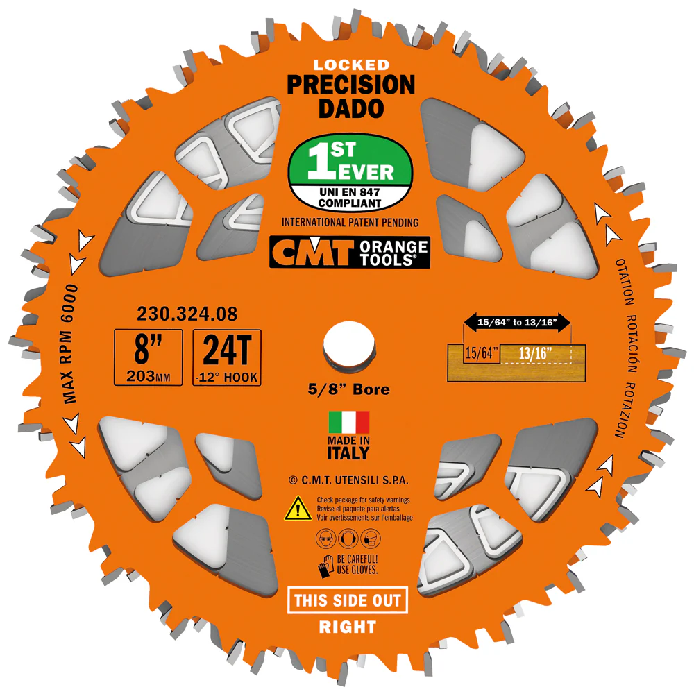 CMT Orange Tools Locking Precision Dado Blade Set 8" X T24 FTG+ATB - Image 2