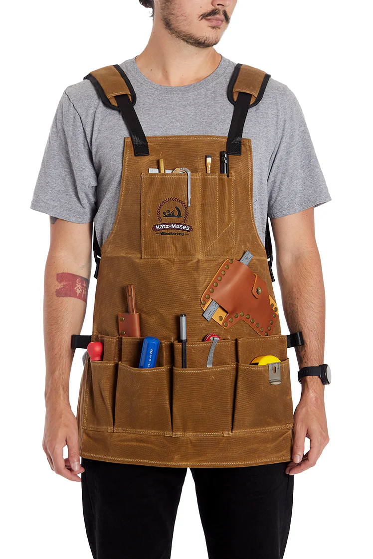 The Katz-Moses Unisex 20 oz Waxed Canvas Woodworking Tool Apron (XS/SM/MED/SLIM) - Image 10