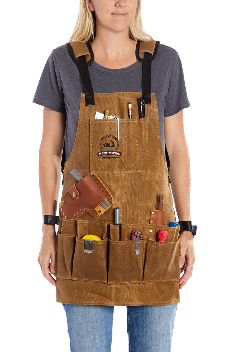 The Katz-Moses Unisex 20 oz Waxed Canvas Woodworking Tool Apron (XS/SM/MED/SLIM) - Image 11