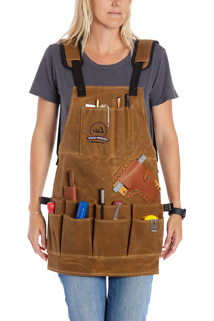 The Katz-Moses Unisex 20 oz Waxed Canvas Woodworking Tool Apron (XS/SM/MED/SLIM) - Image 9