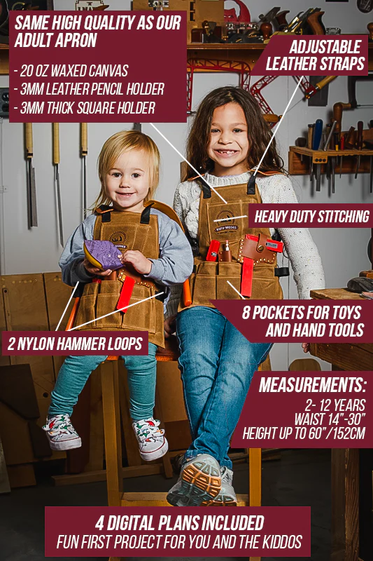 The Katz-Moses 20oz Waxed Canvas Tool Apron (CHILD/KID SIZE up to age 9) - Image 5