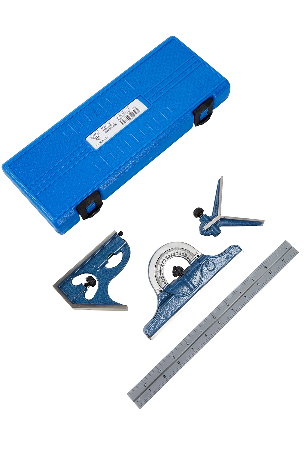 PEC 12" 4R 4-Piece Combination Square w/ Reversible Protractor - Image 5