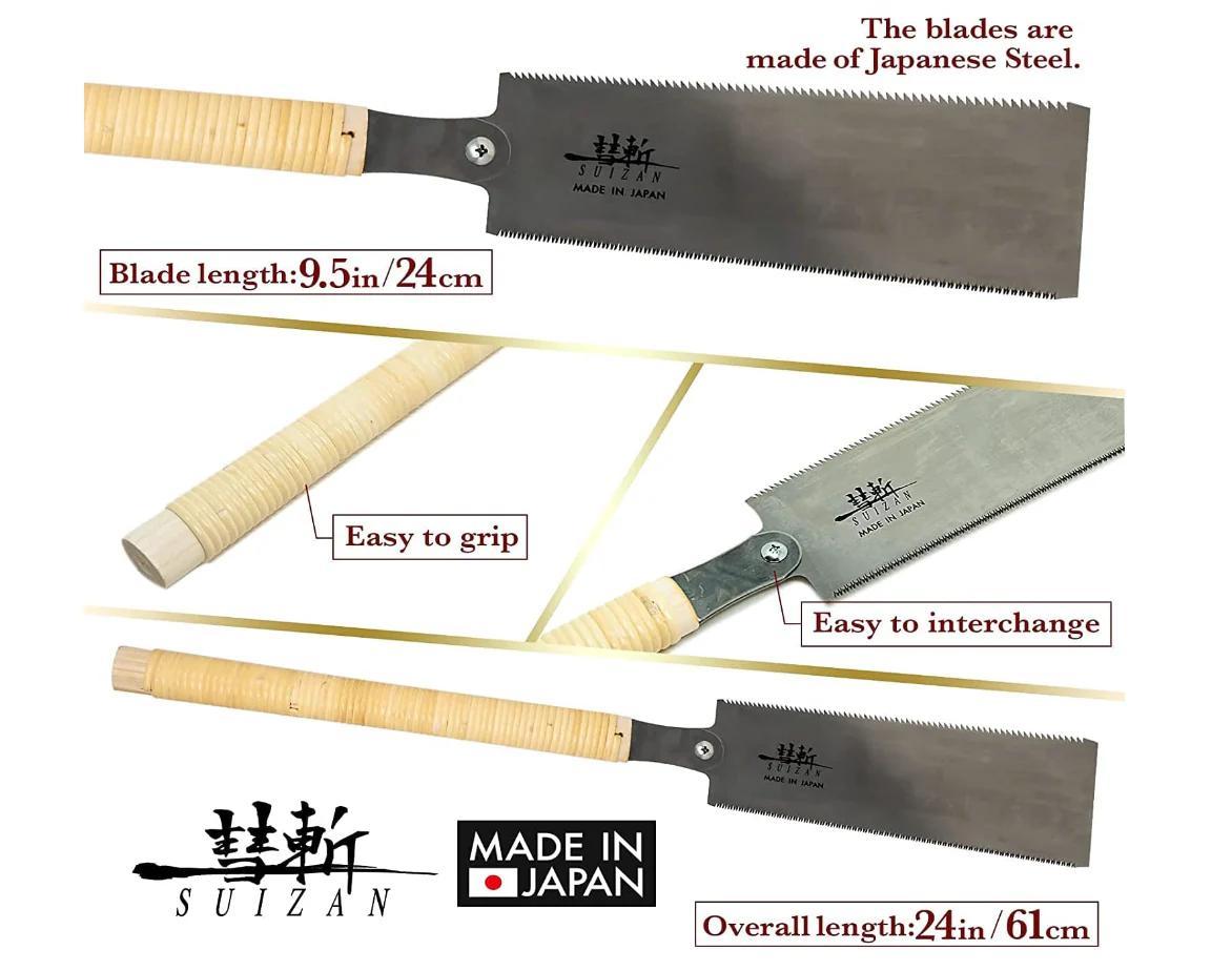 SUIZAN Japanese RYOBA Pull Saw with Cane-Wrapped Handle, 9.5 Inch - Image 6